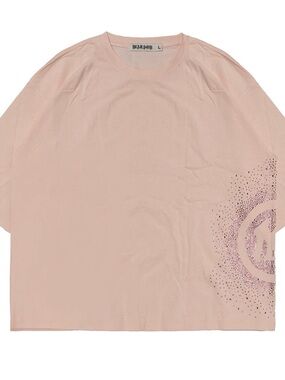 Watson Pink Crewneck Short Sleeve Top with Rhinestones